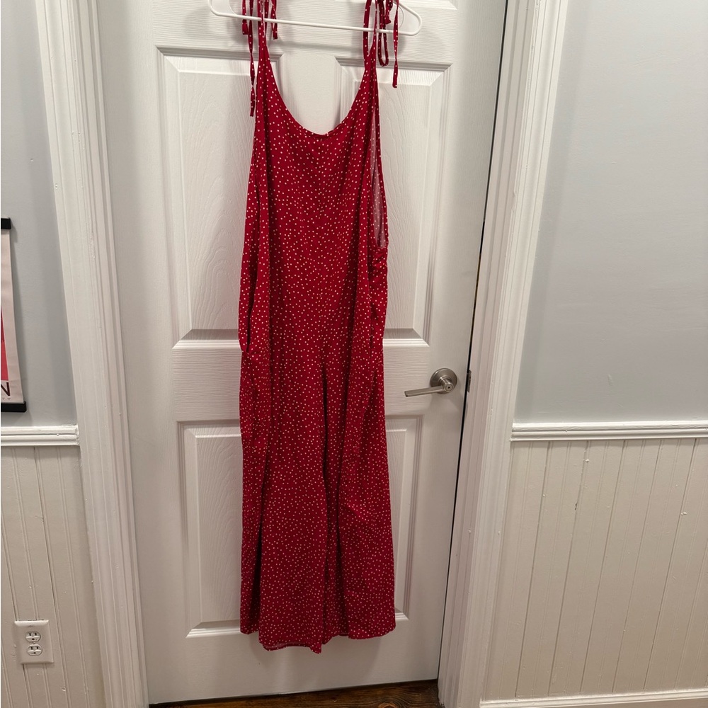 SHEIN Curve Red Polka Dot Tie Jumpsuit Romper size 3XL